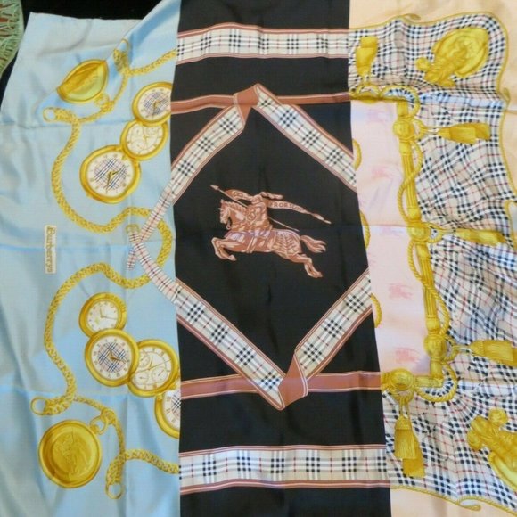 NWT Burberry Printed 100% Silk Scarf 35 " x 35" - Picture 1 of 7